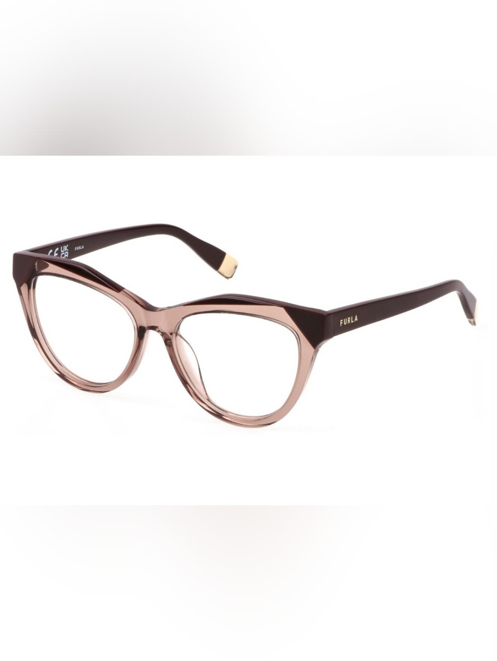 New Furla VFU766V / A81K 0805 Brown Transp Cateye Eyeglasses Frames 52-16-140 Mm